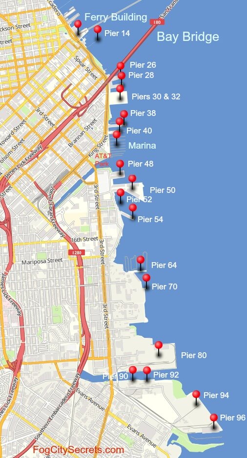 San Francisco Cruise Ship Terminal Map The San Francisco Piers: By the Numbers