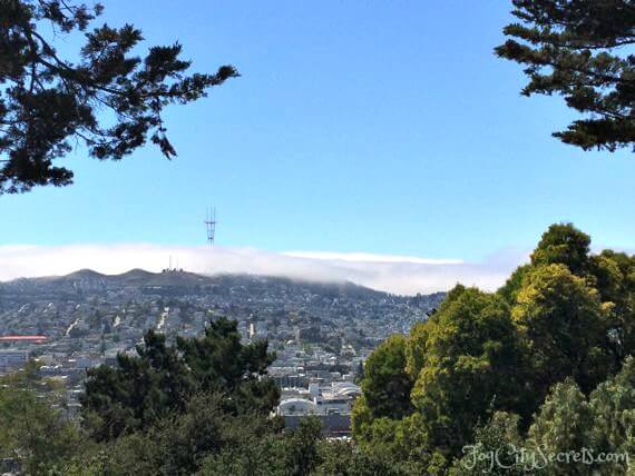View of Twin Peaks in fog
