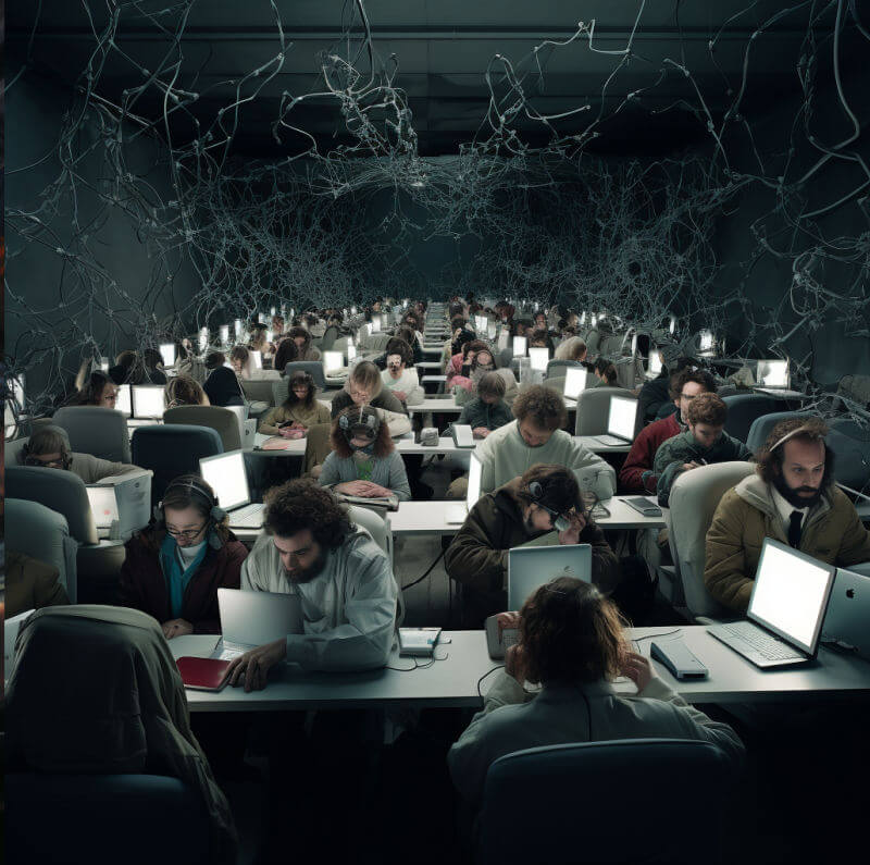 Room full of people working on computers