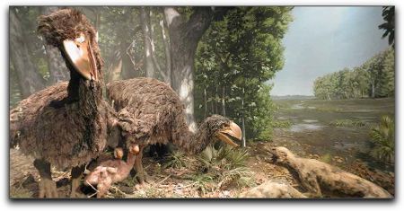 Giant bird with hyenas, academy of sciences diorama Giant bird with hyenas, academy of sciences diorama