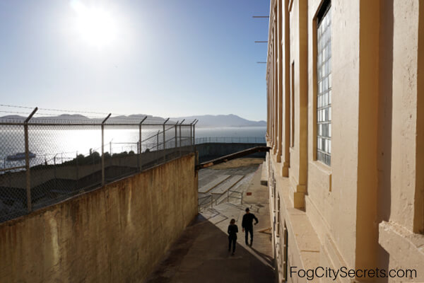 Entrance to Alcatraz exercise yard at sunset