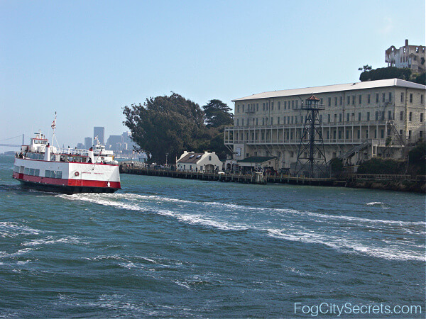 Alcatraz Dock, Red and White ferry passing