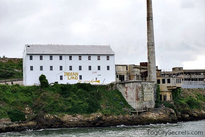 Alcatraz island building, new Indian sign