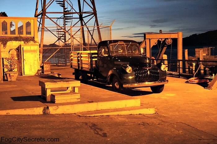 Old truck on the dock, Alcatraz night tour Old truck on the dock, Alcatraz night tour