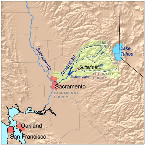 Map of American River and Northern California