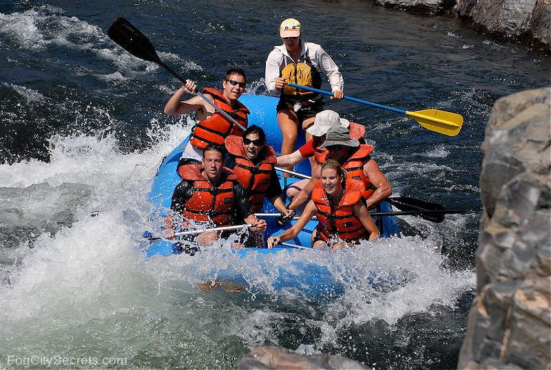 Boat on the American River South Fork rapids