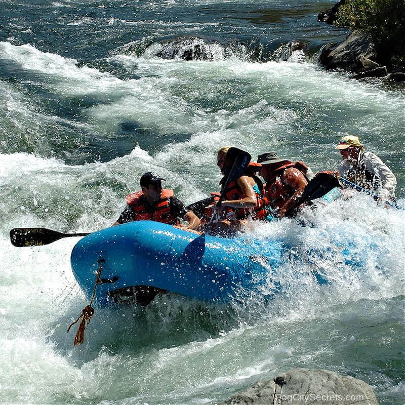 Boat on the American River Trouble Maker rapids