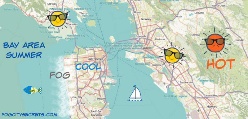 San Francisco bay Area summer weather map