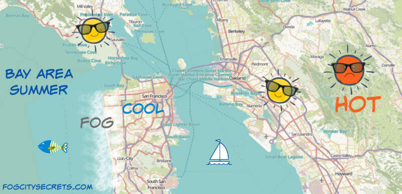 San Francisco bay Area summer weather map San Francisco bay Area summer weather map
