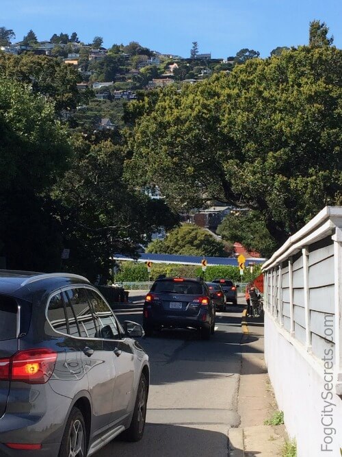 Steep hill entering Sausalito