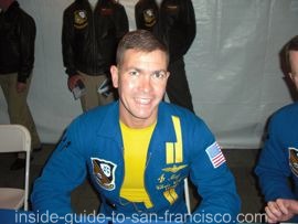 Major Chris Collins, Blue Angels pilot, signing autographs at SF Fleet Week.