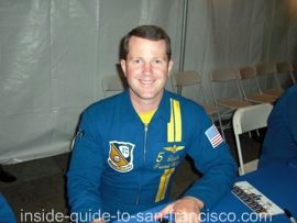 LCDR Frank Weisser, Blue Angels pilot, signing autographs at SF Fleet Week.