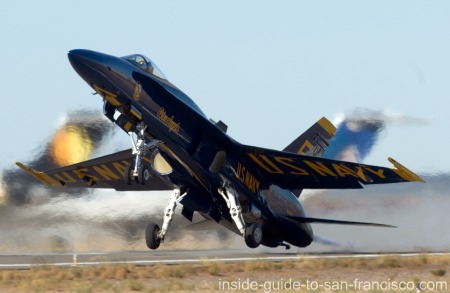Blue Angels plane, the F/A-18 Hornet, taking off