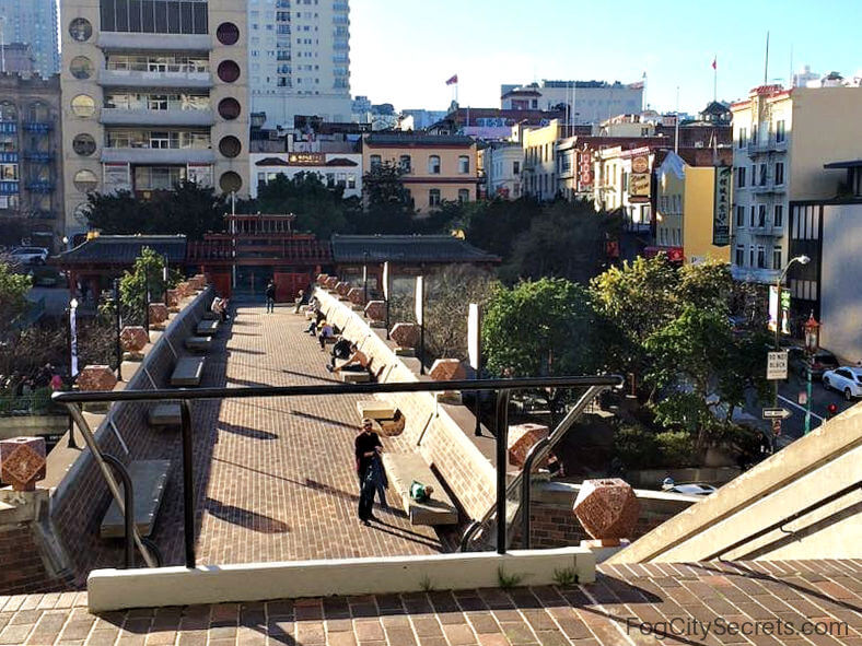 Foot bridge from Hilton Hotel to Chinatown SF