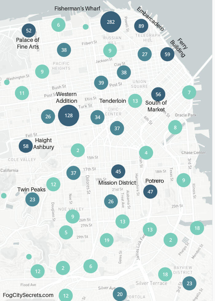 June 2023 car break in San Francisco east side map June 2023 car break in San Francisco east side map