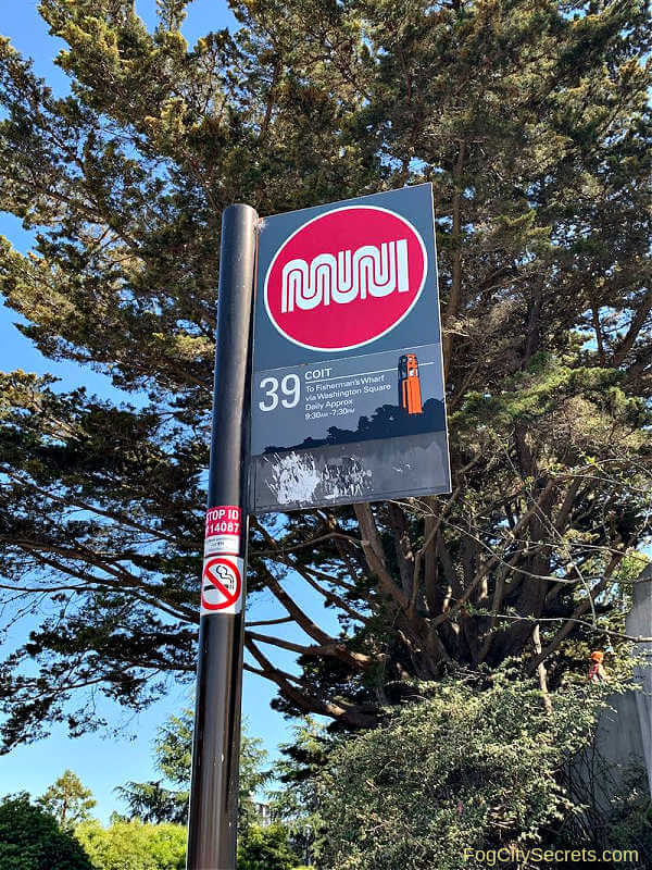 Coit Tower bus # 39 sign
