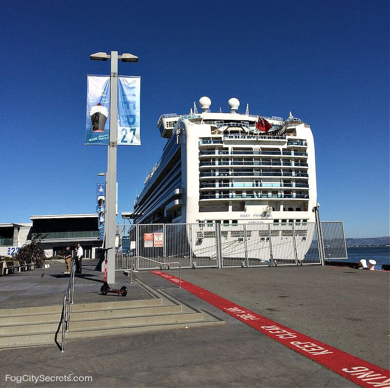 Huge cruise ship docked at Pier 27 in San Francisco