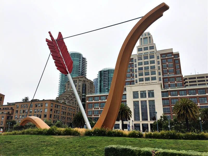 Cupid's Bow and Arrow sculpture near the Bay Bridge in SF Cupid's Bow and Arrow sculpture near the Bay Bridge in SF