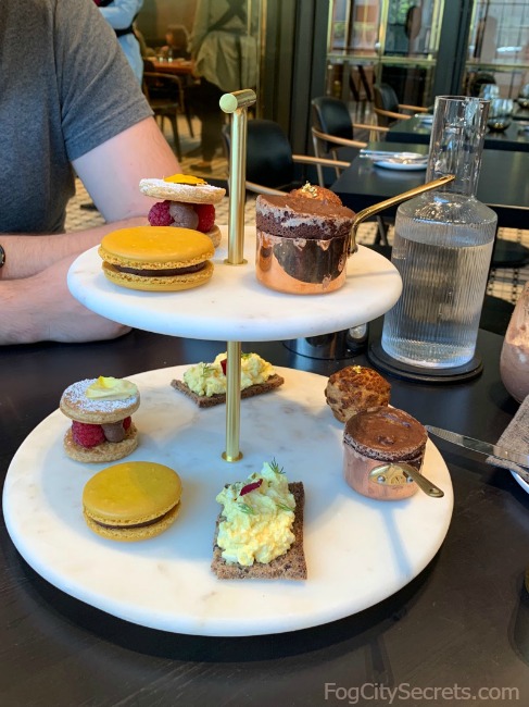 Assortment of desserts in Dandelion's  chocolate tea