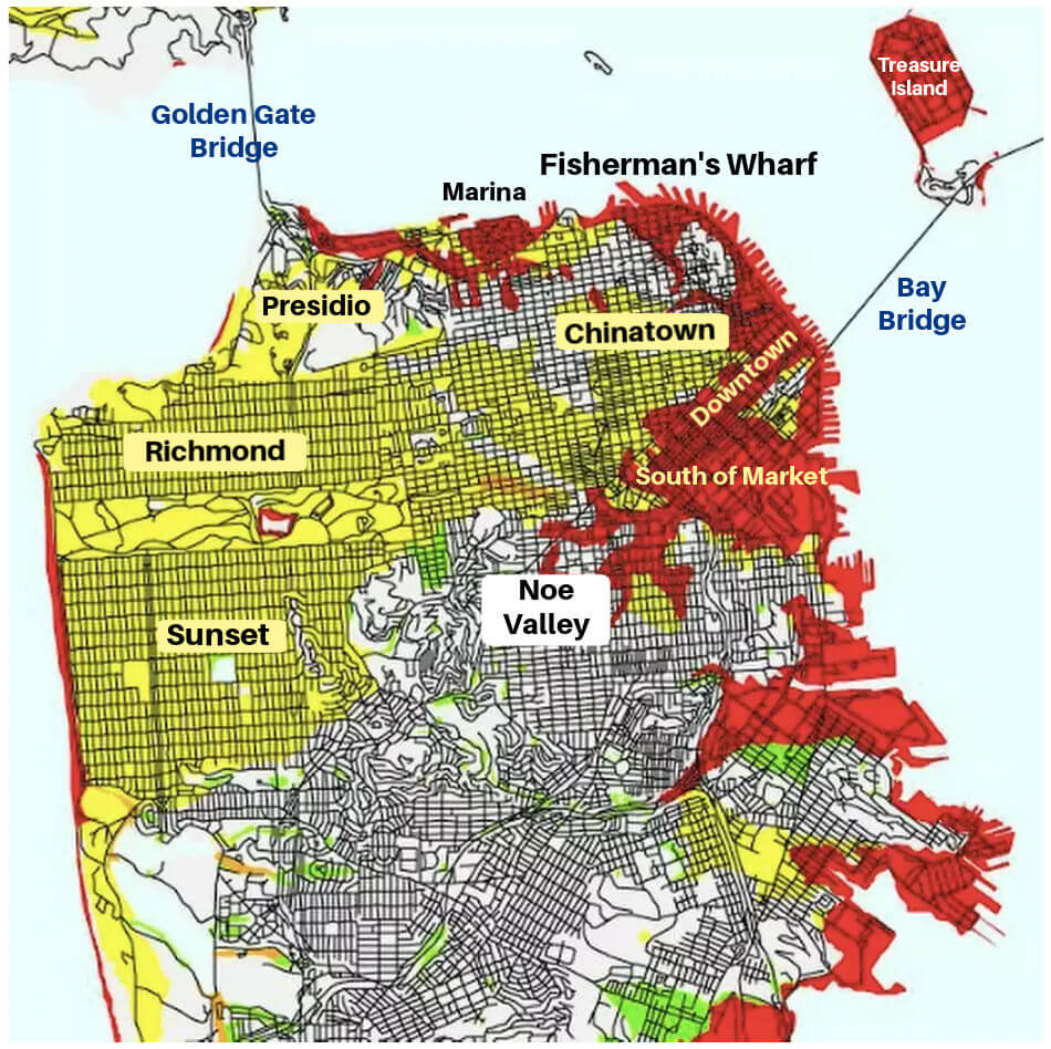 Map of earthquake risks in San Francisco neighborhoods