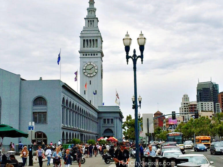 View of Ferry Building down the Embarcadero roadway View of Ferry Building down the Embarcadero roadway