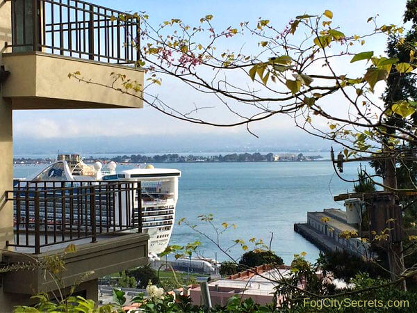 Cruise ship view from Filbert Steps SF