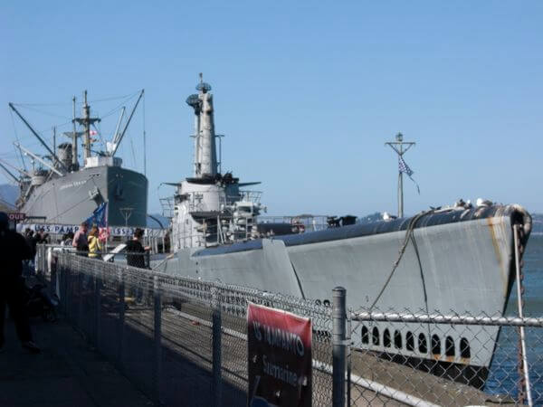 SS Jeremiah O'Brien liberty ship and USS Pampanito submarine at Fisherman's Wharf SF SS Jeremiah O'Brien liberty ship and USS Pampanito submarine at Fisherman's Wharf SF
