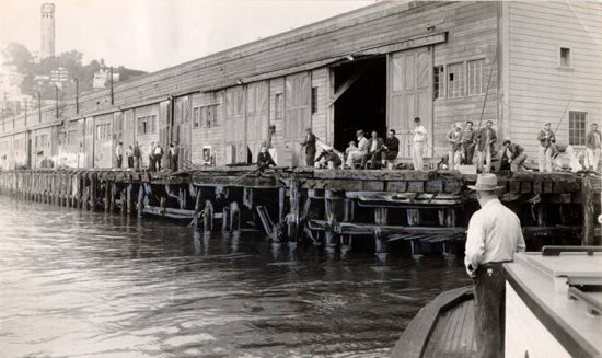 Fishing from Pier 23 in San Francisco in 1958