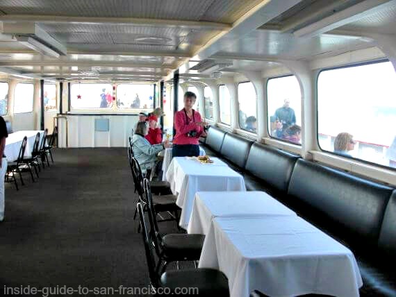 Banquet room on Red and White ferry, Fleet Week cruise in San Francisco