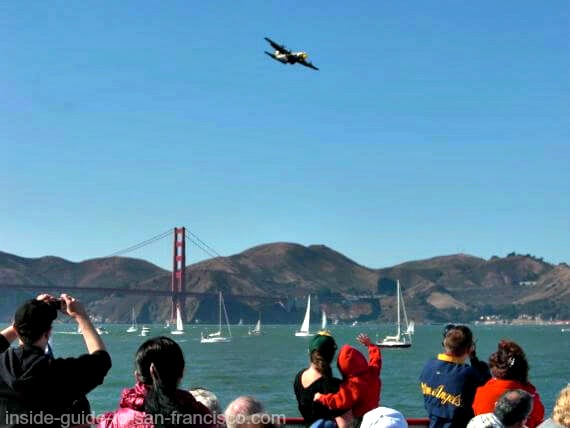 Fleet Week air show in San Francisco, view from boat
