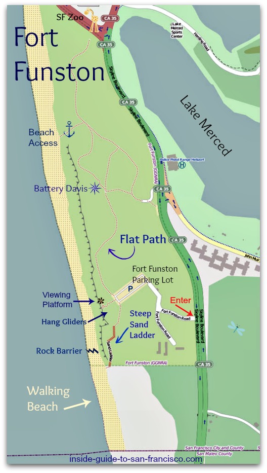 Map of Fort Funston Fort Funston map, SF