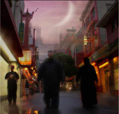Ghostly Chinatown street Ghostly Chinatown street