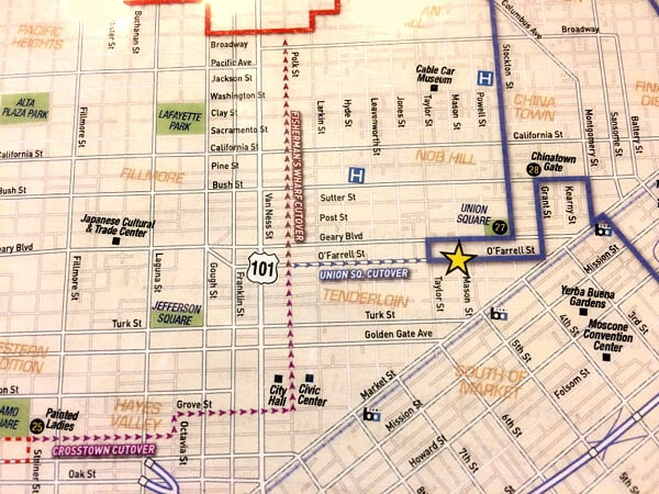 Map of crossover route  for the SF Go Cars