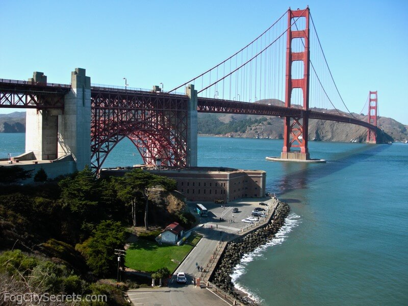 View of Golden Gate Bridge and Fort Point
