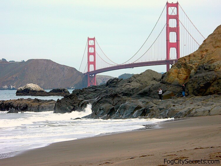 View of Golden Gate Bridge from eastern end of Baker Beach