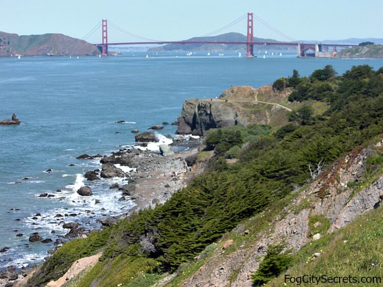 View of Golden Gate Bridge from Lands End Coastal Trail. View of Golden Gate Bridge from Lands End Coastal Trail.