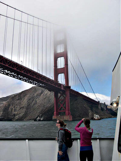 Foggy Golden Gate Bridge from boat ride