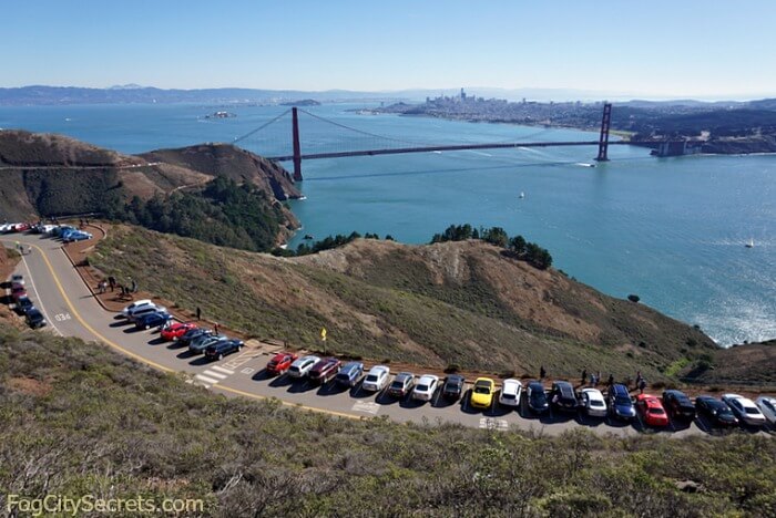 View of Golden Gate Bridge and SF Bay fro Hawk Hill, Marin Headlands