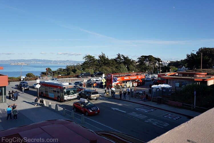 Buses in parking lot of Welcome Center, Golden Gate Bridge
