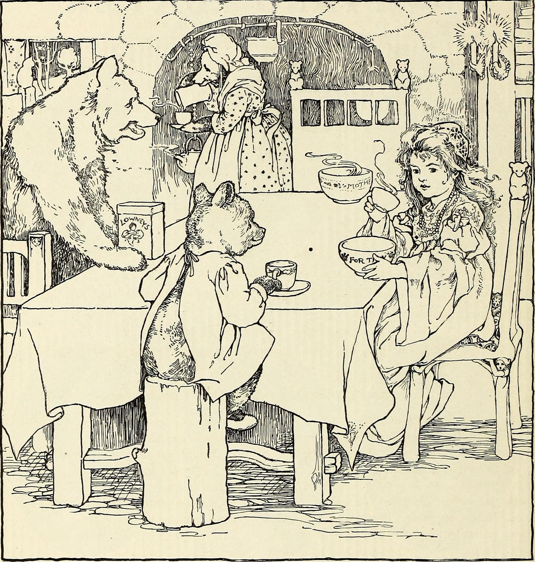 Goldilocks and the three bears drawing
