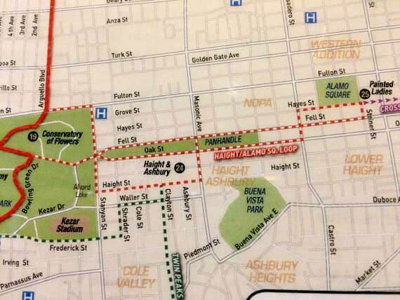 Haight Ashbury add on to SF Go Car tour route map