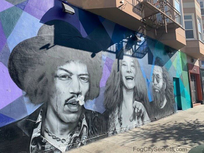 Haight District mural of Hendrix, Joplin and Garcia Haight District mural of Hendrix, Joplin and Garcia