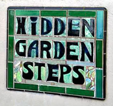Wall sign for Hidden Garden Steps San Francisco