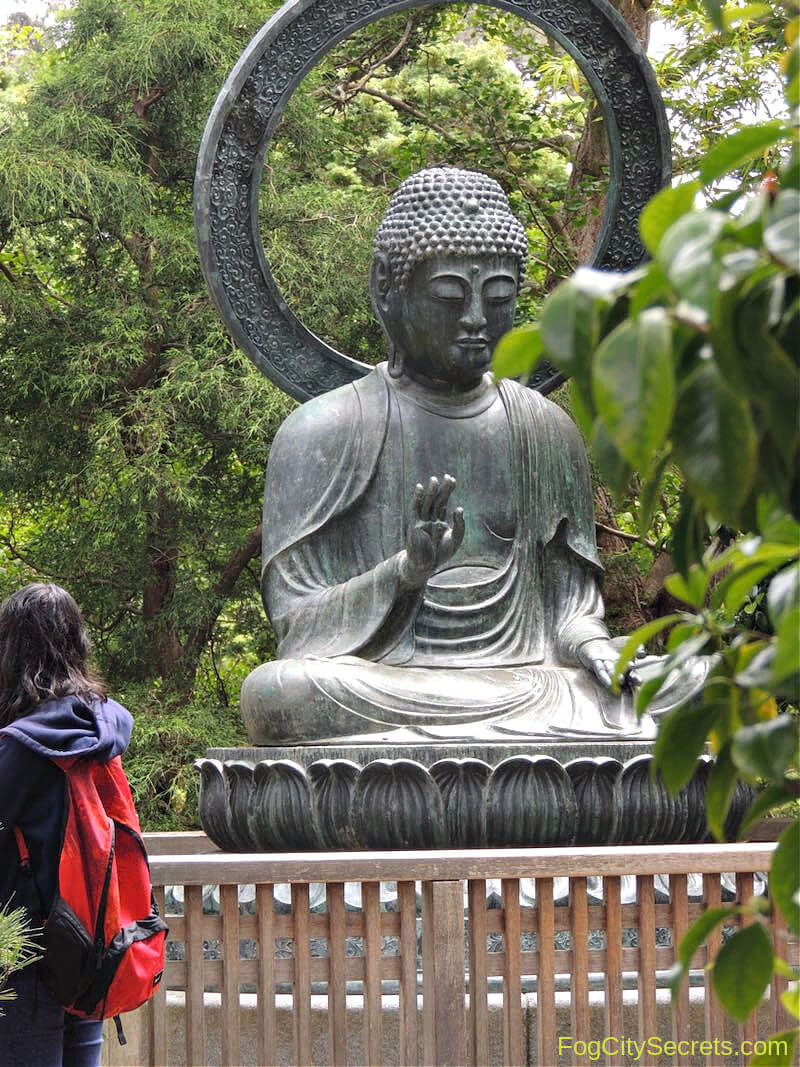 Bronze Buddha in Japanese Tea Garden in Golden Gate Park