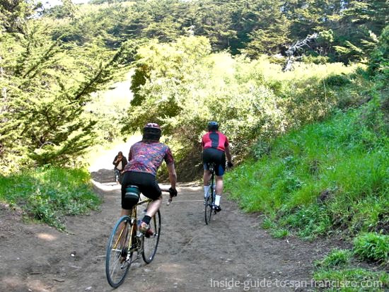 Riding bikes on Lands End trail