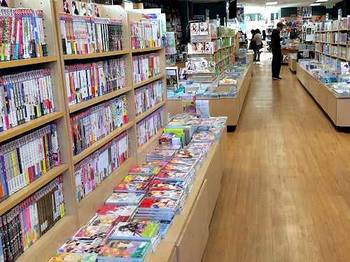 Lower floor of Japantown bookstore manga books