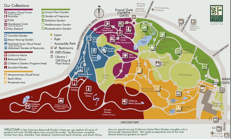 Map of SF Botanical Gardens