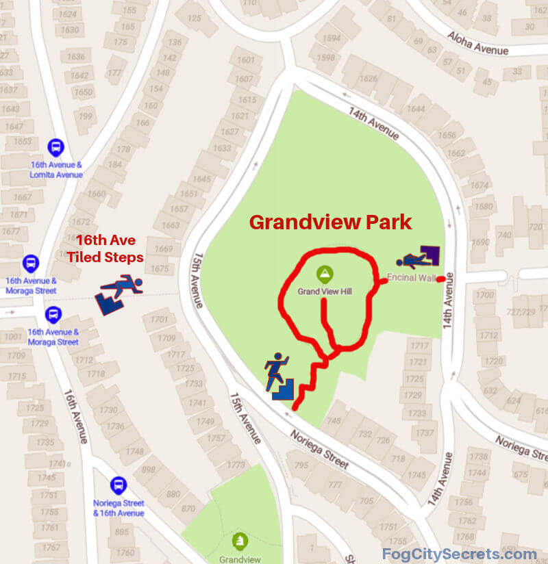 Map of Grandview Park in San Francisco Map of Grandview Park in San Francisco