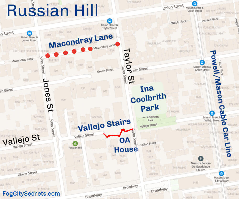 Map of Russian Hill sights SF