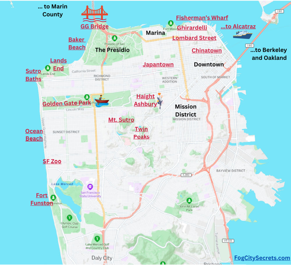 Map of San Francisco attractions Map of San Francisco attractions